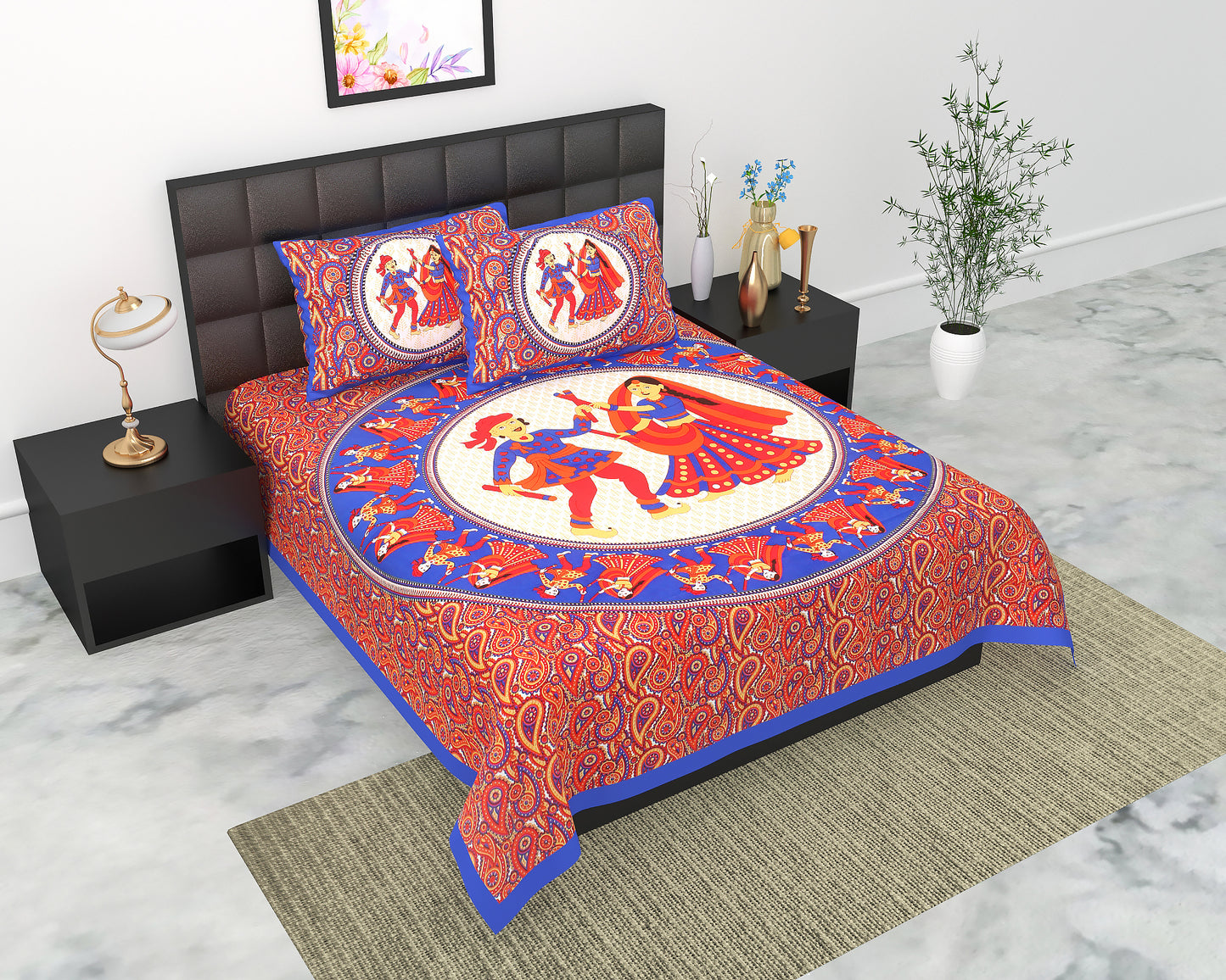 Trendy Bedsheet 100% Cotton Queen Size Bedsheet With 2 Pillow Cover Set