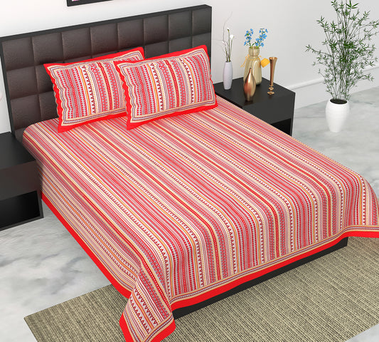 Trendy Bedsheet 100% Cotton Queen Size Bedsheet With 2 Pillow Cover