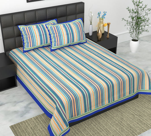 Trendy Bedsheet 100% Cotton Queen Size Bedsheet With 2 Pillow Cover