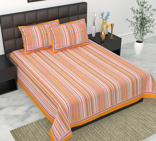 Trendy Bedsheet 100% Cotton Queen Size Bedsheet With 2 Pillow Cover
