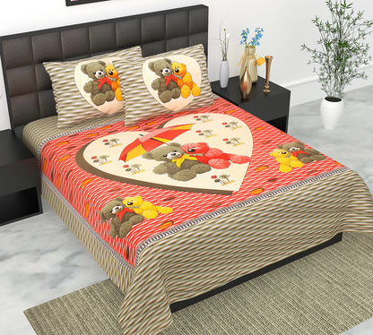 Trendy Bedsheet 100% Cotton Queen Size Bedsheet With 2 Pillow Cover Set