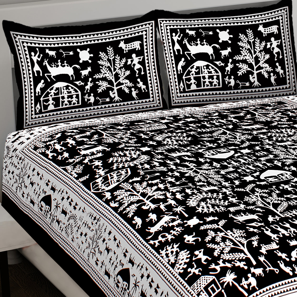 100% Cotton King Size Bedsheet with 2 Pillow Cover Set