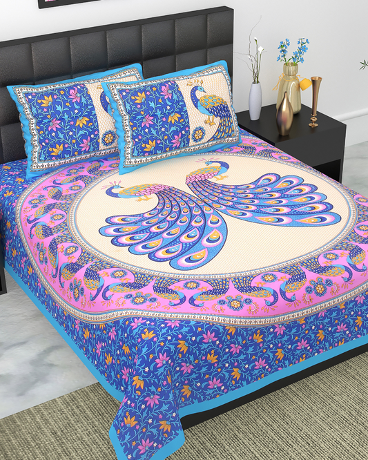 Bedsheet 100% Cotton Queen Size Bedsheet With 2 Pillow Cover Set