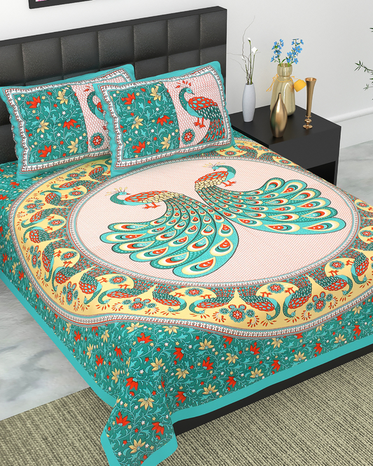 Bedsheet 100% Cotton Queen Size Bedsheet With 2 Pillow Cover Set