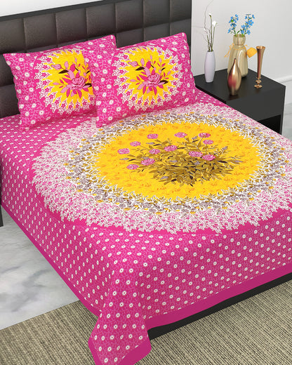 Trendy Bedsheet 100% Cotton Queen Size Bedsheet With 2 Pillow Cover Set