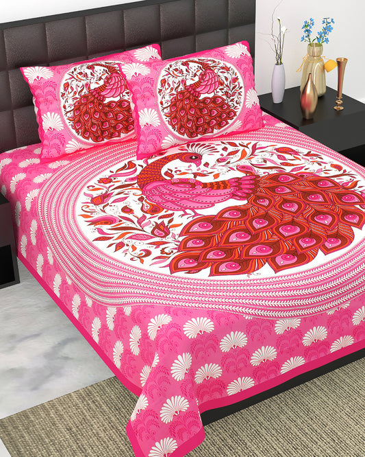 Trendy Bedsheet 100% Cotton Queen Size Bedsheet With 2 Pillow Cover Set