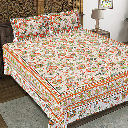 100% Cotton King Size Bedsheet with 2 Pillow Cover