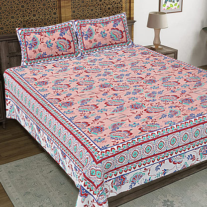 100% Cotton King Size Bedsheet with 2 Pillow Cover