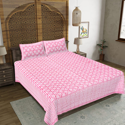 100% Cotton King Size Bedsheet with 2 Pillow Cover