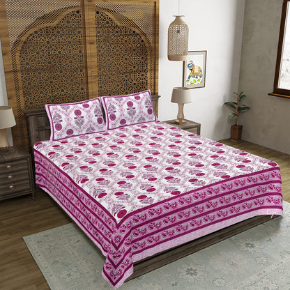 100% Cotton King Size Bedsheet with 2 Pillow Cover