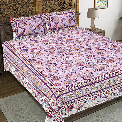 100% Cotton King Size Bedsheet with 2 Pillow Cover