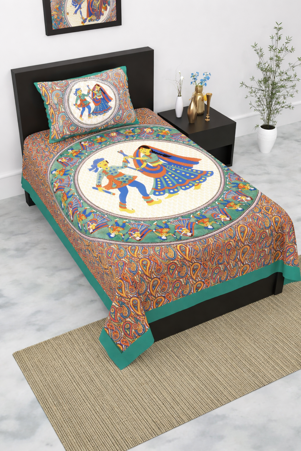 Pink City Jaipuri 100% Cotton Single Bedsheet