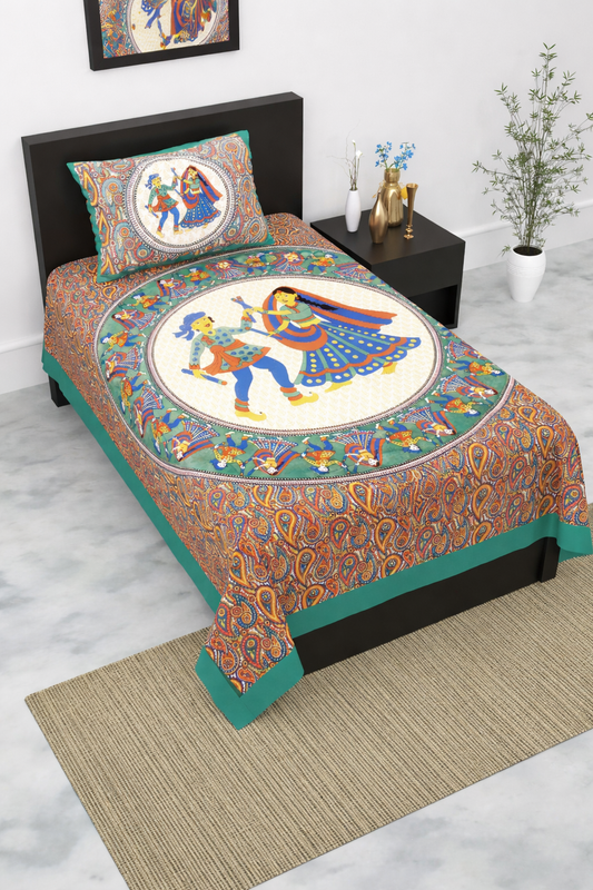 Pink City Jaipuri 100% Cotton Single Bedsheet