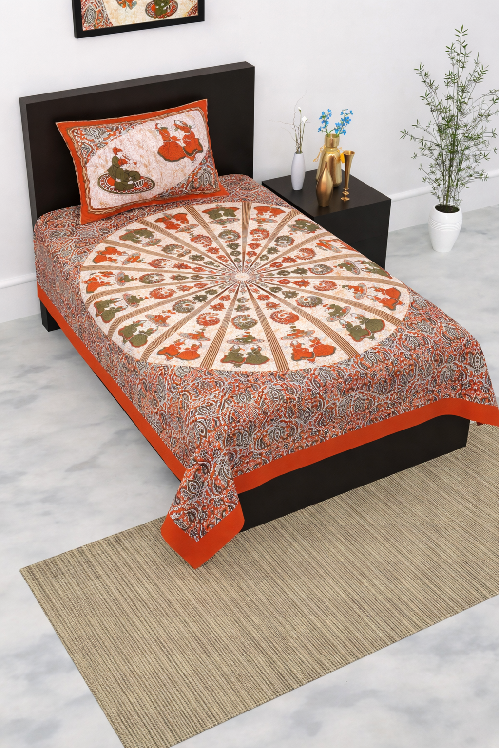 Pink City Jaipuri 100% Cotton Single Bedsheet