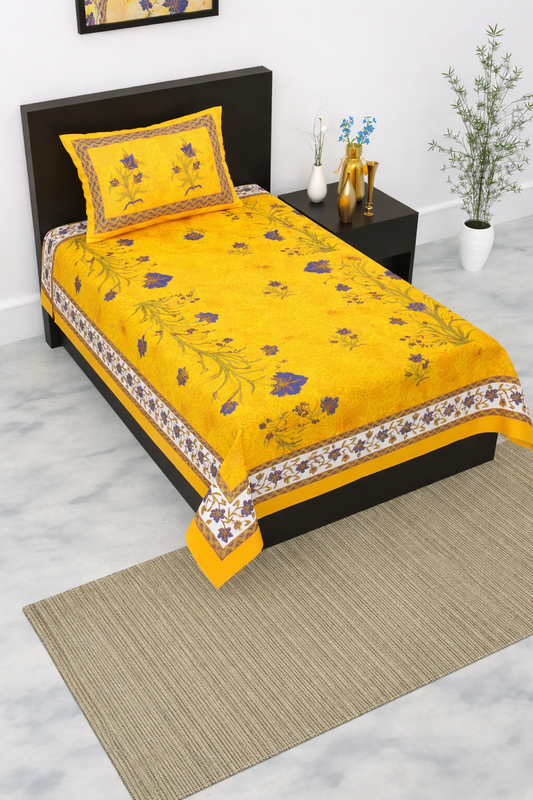 Pink City Jaipuri 100% Cotton Single Bedsheet