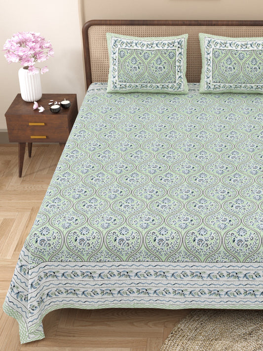 100% Cotton King Size Bedsheet with 2 Pillow Cover Set
