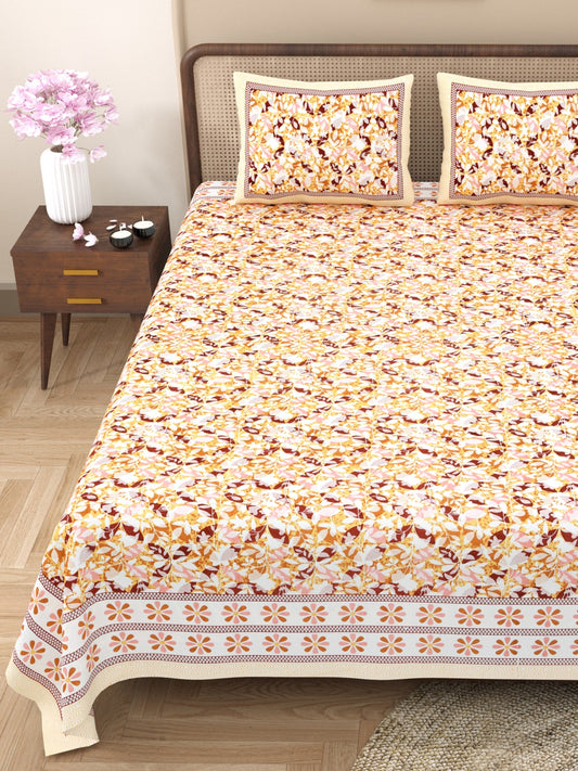 100% Cotton King Size Bedsheet with 2 Pillow Cover Set