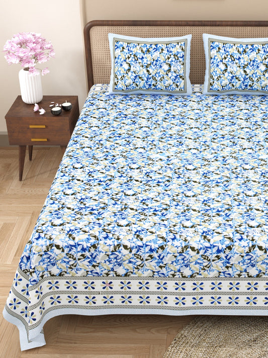 100% Cotton King Size Bedsheet with 2 Pillow Cover Set