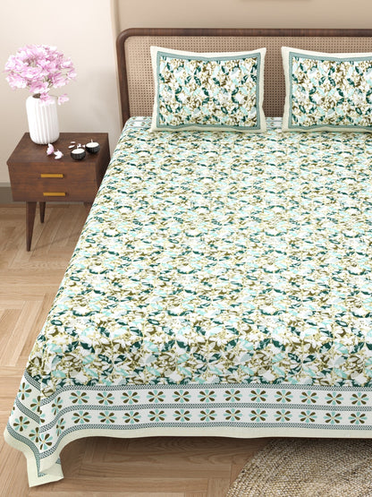 100% Cotton King Size Bedsheet with 2 Pillow Cover Set