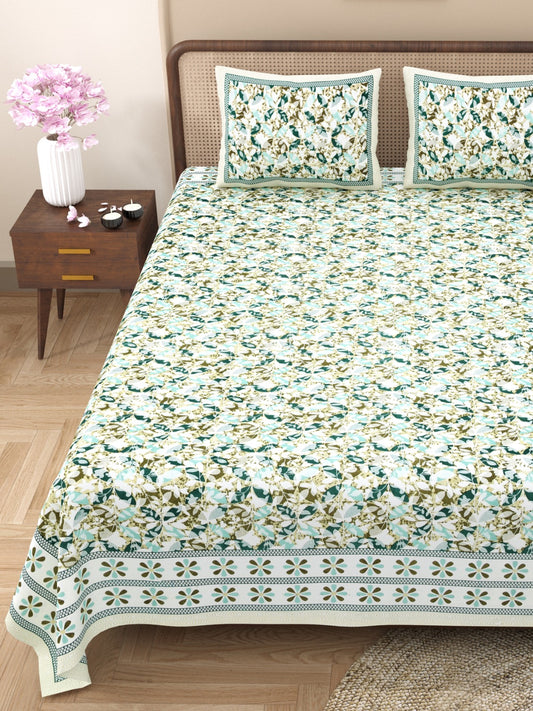 100% Cotton King Size Bedsheet with 2 Pillow Cover Set