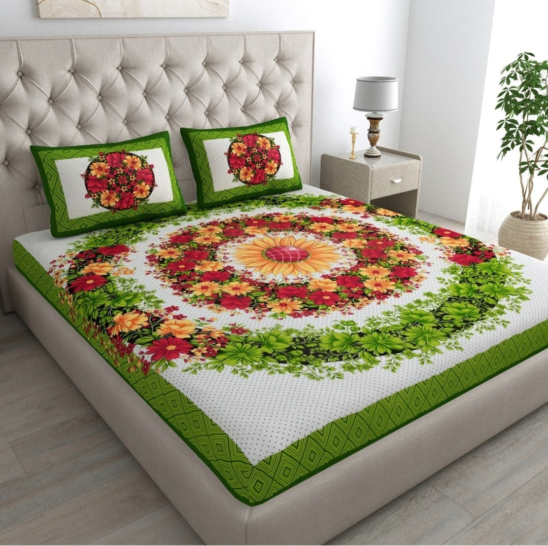 Trendy Bedsheet 100% Cotton Queen Size Bedsheet With 2 Pillow Cover Set