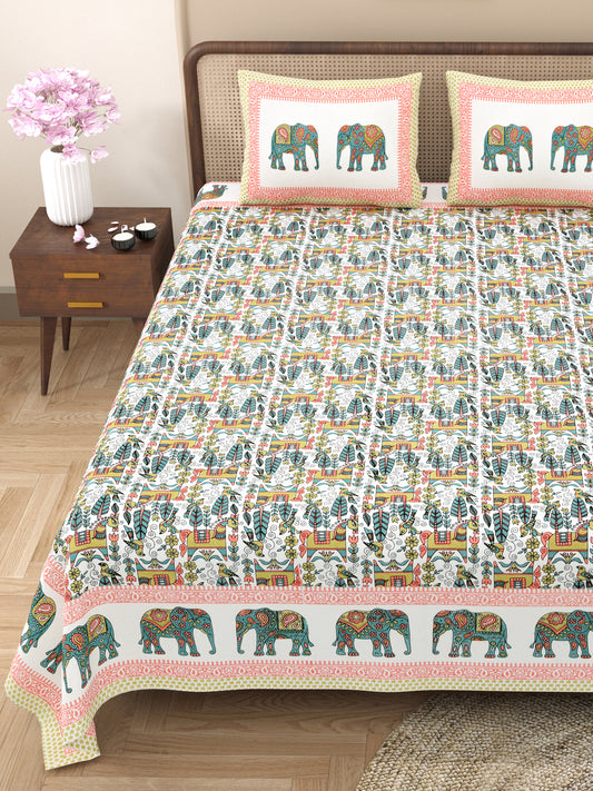 100% Cotton King Size Bedsheet with 2 Pillow Cover