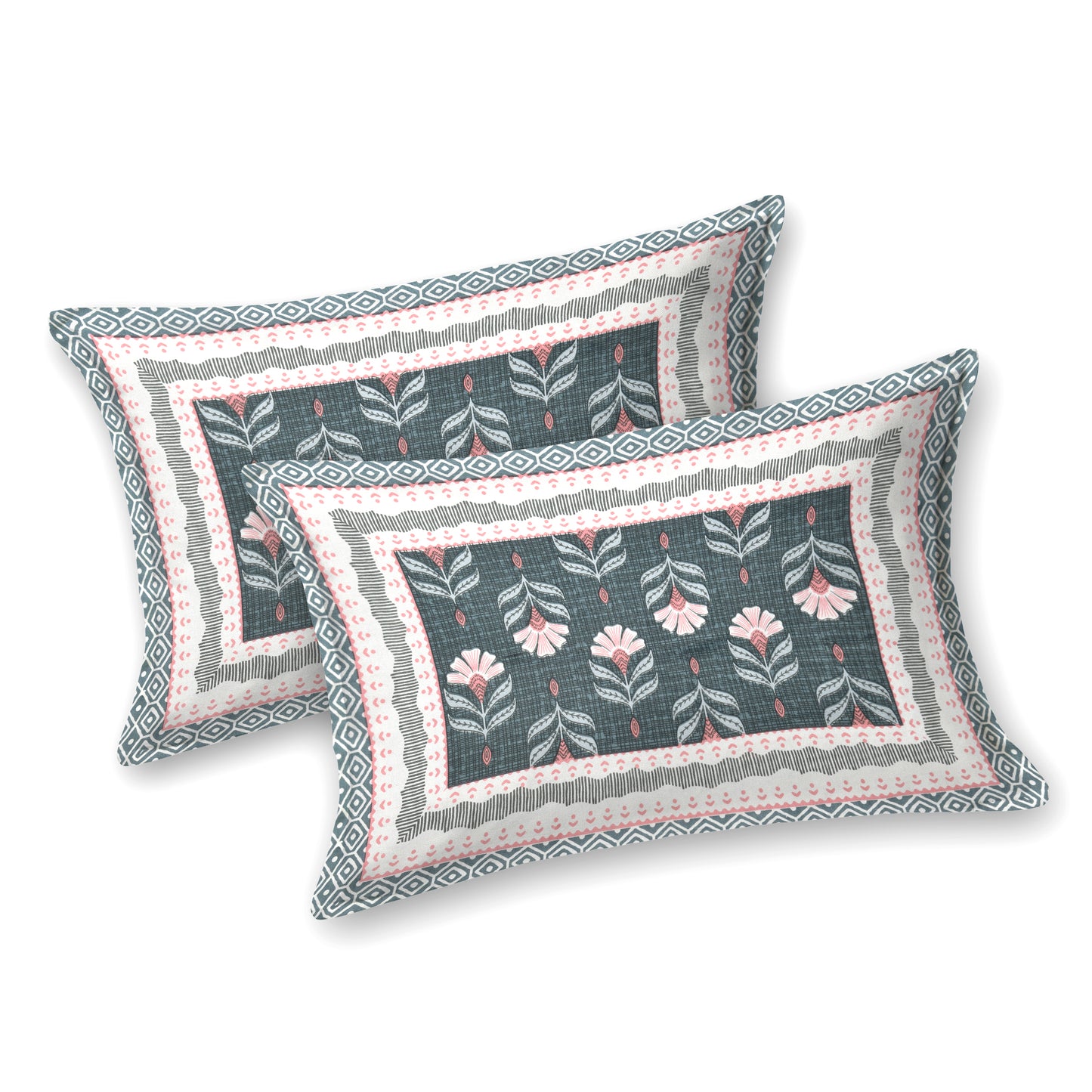 100% Cotton King Size Bedsheet with 2 Pillow Cover Set