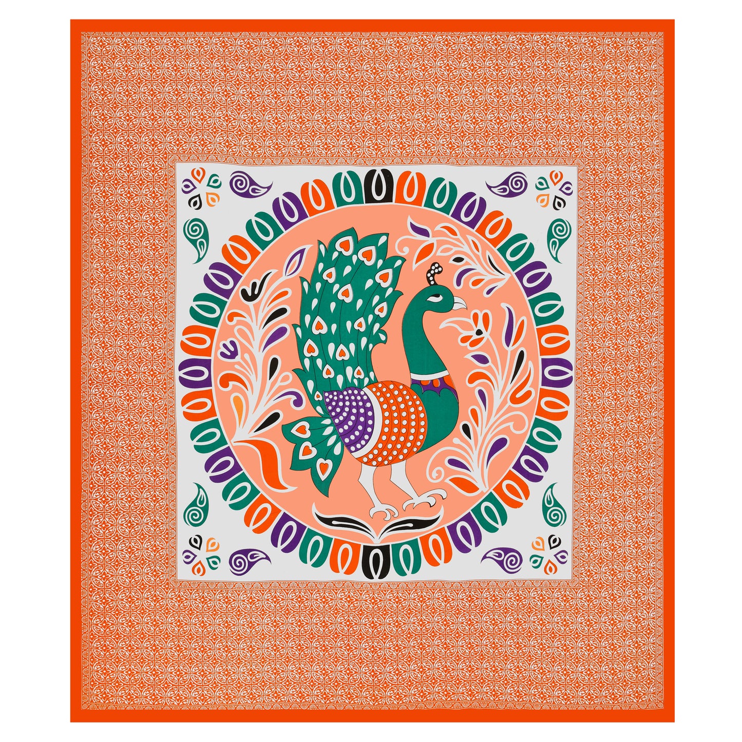 New Peacock Mandela Bedsheet 100% Cotton Queen Size Bedsheet With 2 Pillow Cover Set