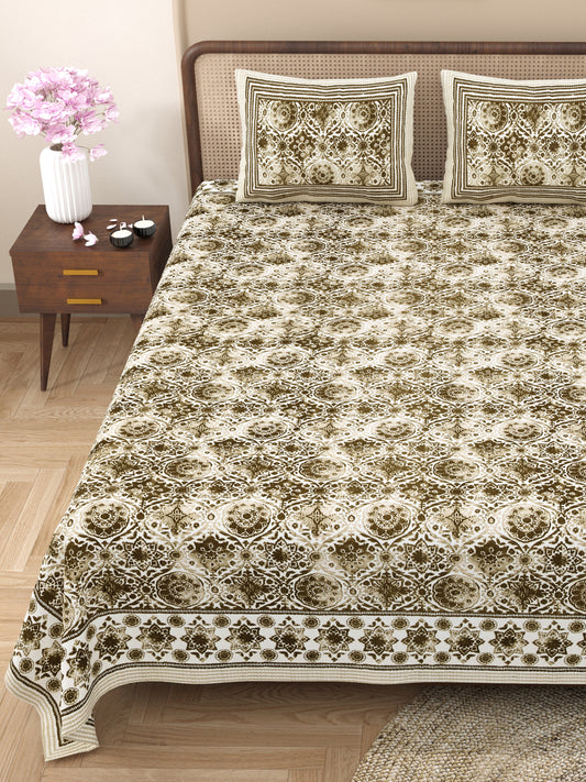 100% Cotton King Size Bedsheet with 2 Pillow Cover