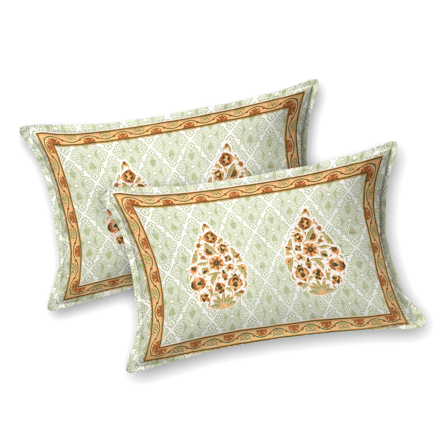 Royal Sanganeri Block Print 100% Cotton King Size Bedsheet with 2 Pillow Cover Set