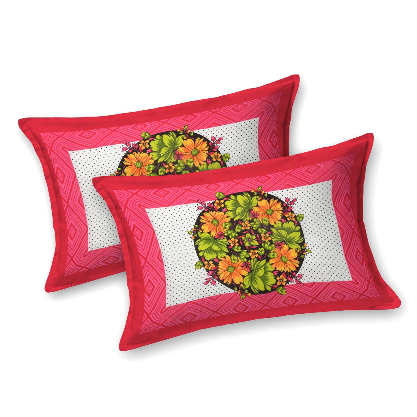 Flower Mandela Bedsheet 100% Cotton Queen Size Bedsheet With 2 Pillow Cover Set