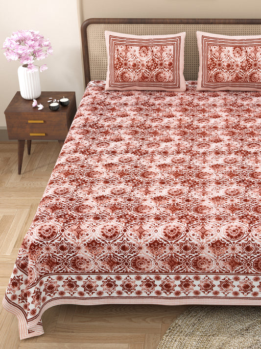 100% Cotton King Size Bedsheet with 2 Pillow Cover
