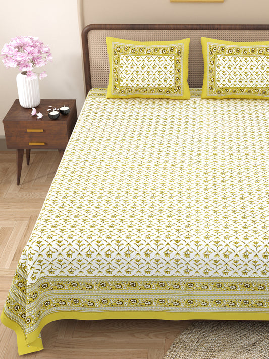 Endigo Heritage 100% Cotton King Size Bedsheet with 2 Pillow Cover Set