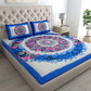 Flower Mandela Bedsheet 100% Cotton Queen Size Bedsheet With 2 Pillow Cover Set