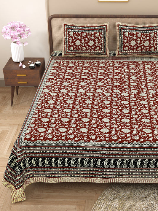 Armenia Print 100% Cotton King Size Bedsheet with 2 Pillow Cover Set