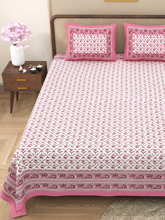 Endigo Heritage 100% Cotton King Size Bedsheet with 2 Pillow Cover Set