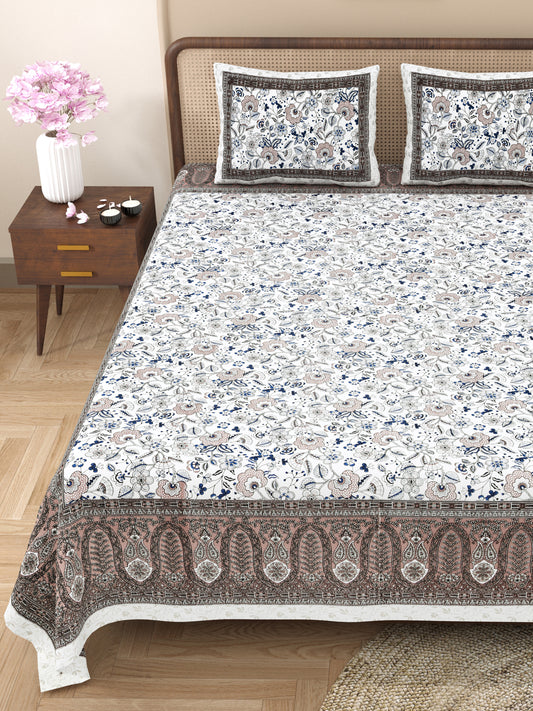 100% Cotton King Size Bedsheet with 2 Pillow Cover