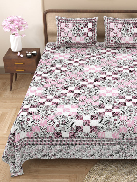 100% Cotton King Size Bedsheet with 2 Pillow Cover Set