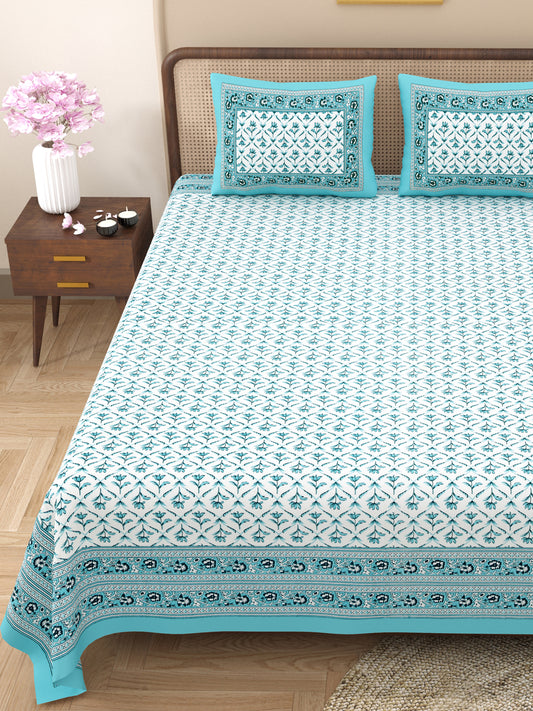 Endigo Heritage 100% Cotton King Size Bedsheet with 2 Pillow Cover Set