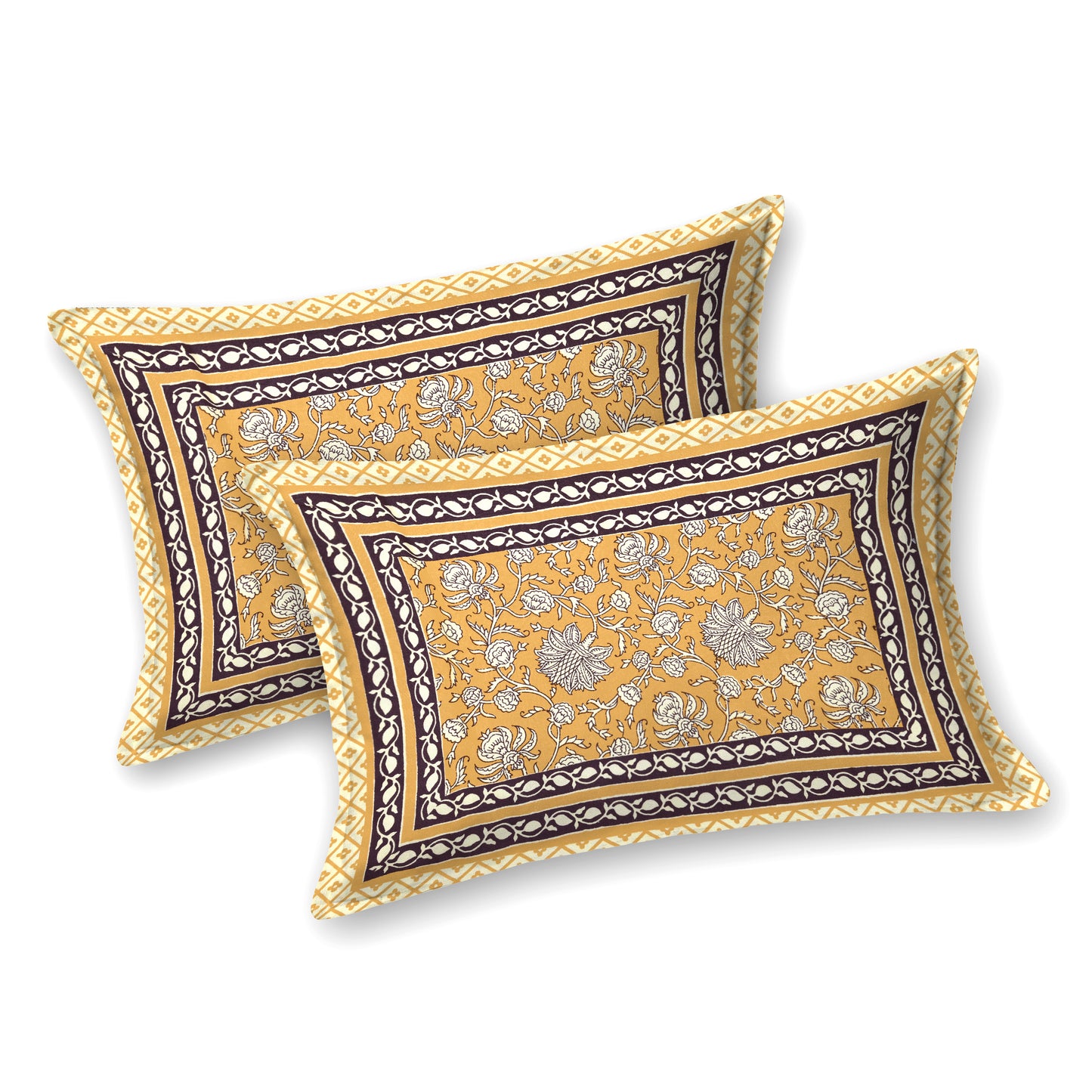 Armenia Print 100% Cotton King Size Bedsheet with 2 Pillow Cover Set