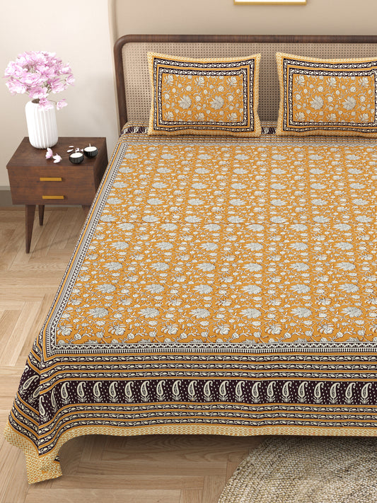 Armenia Print 100% Cotton King Size Bedsheet with 2 Pillow Cover Set