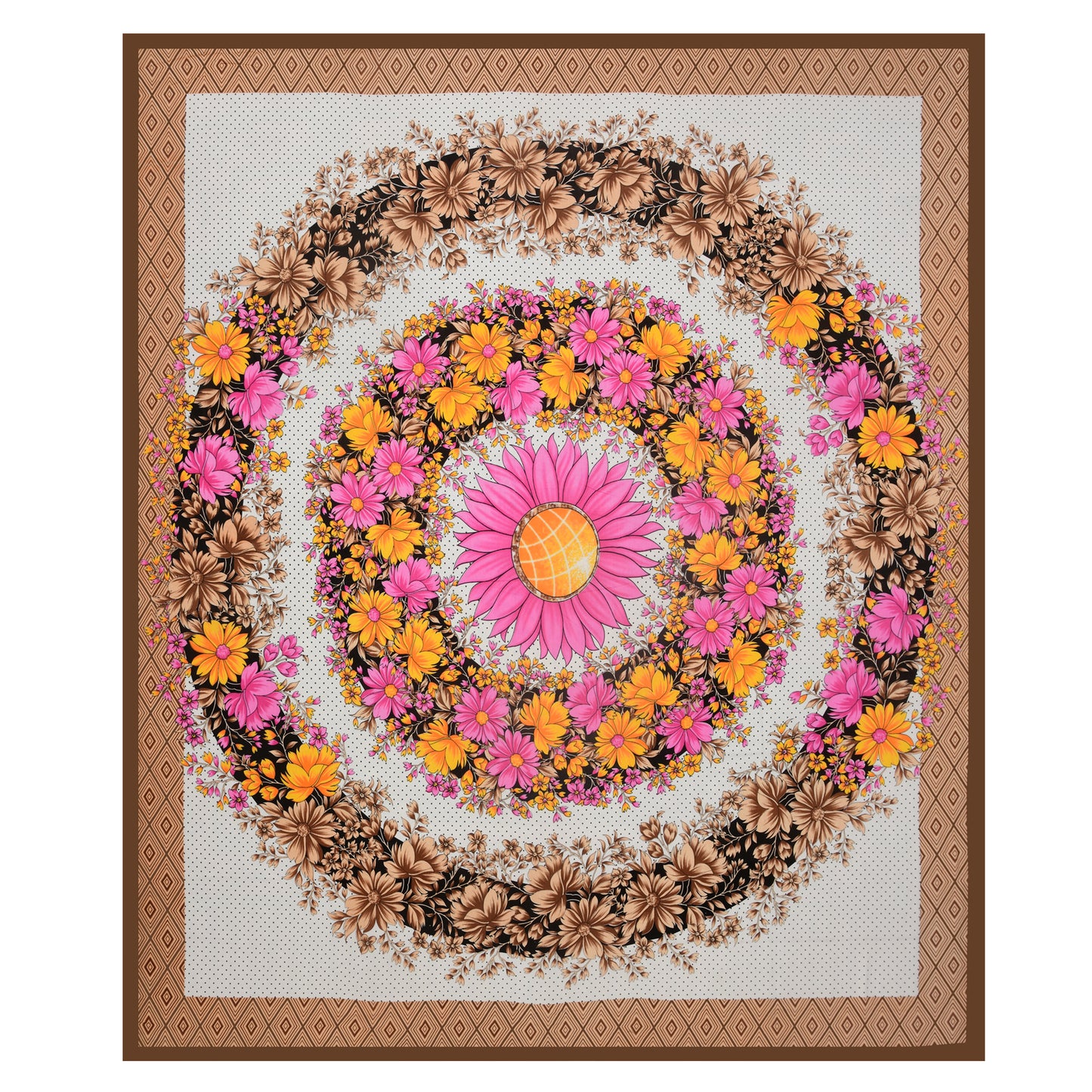 Flower Mandela Bedsheet 100% Cotton Queen Size Bedsheet With 2 Pillow Cover Set