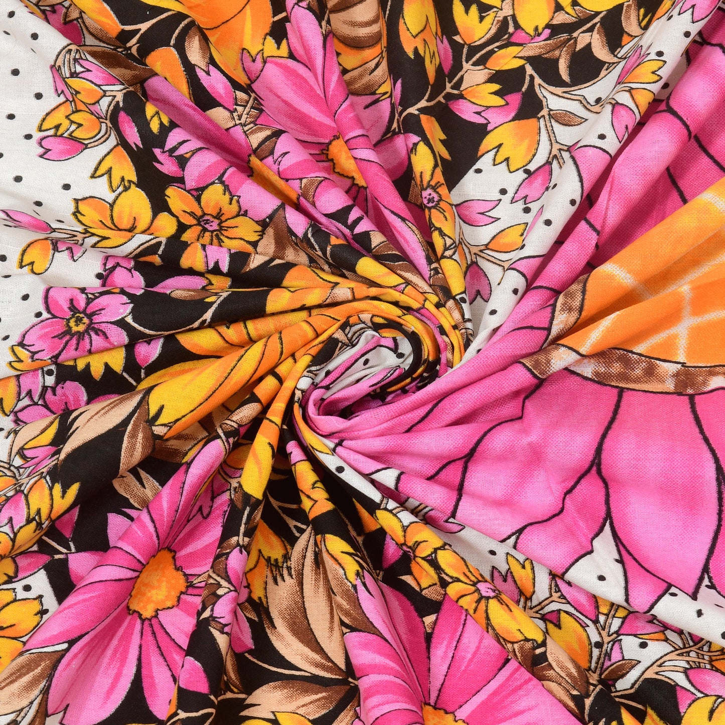 Flower Mandela Bedsheet 100% Cotton Queen Size Bedsheet With 2 Pillow Cover Set