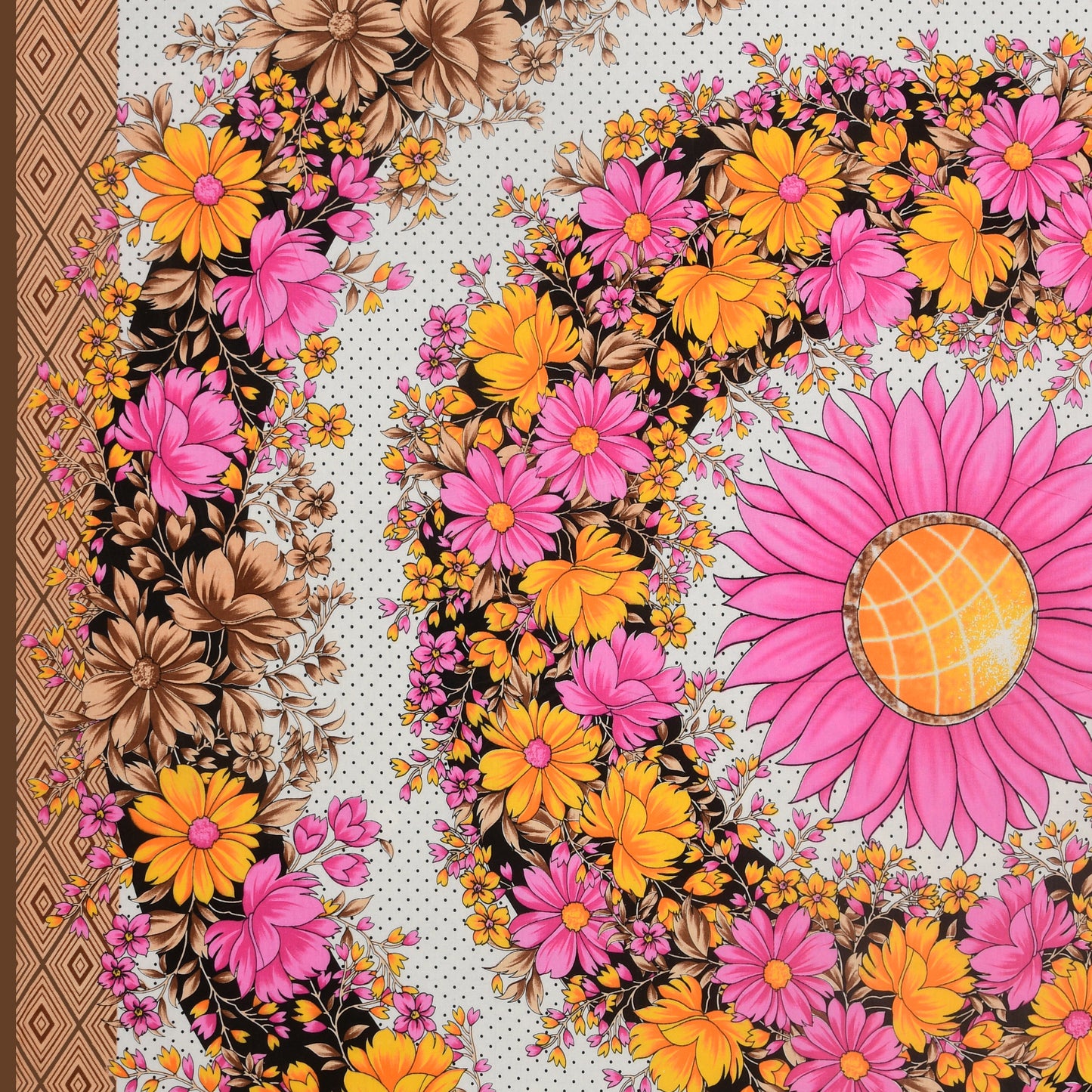 Flower Mandela Bedsheet 100% Cotton Queen Size Bedsheet With 2 Pillow Cover Set