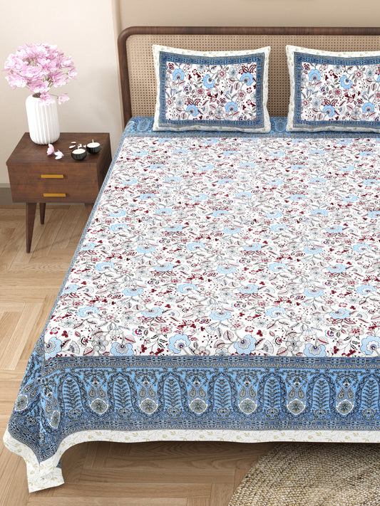 100% Cotton King Size Bedsheet with 2 Pillow Cover
