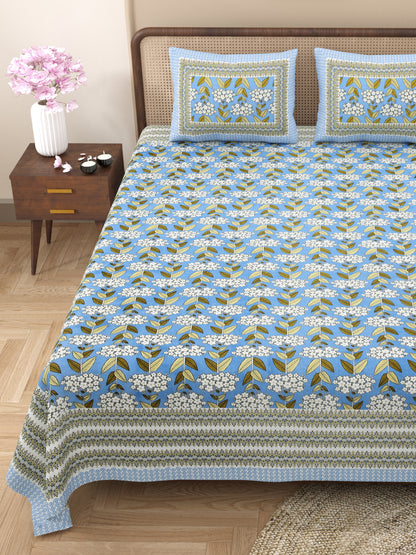 100% Cotton King Size Bedsheet with 2 Pillow Cover Set