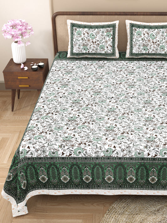 100% Cotton King Size Bedsheet with 2 Pillow Cover
