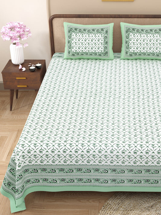 Endigo Heritage 100% Cotton King Size Bedsheet with 2 Pillow Cover Set