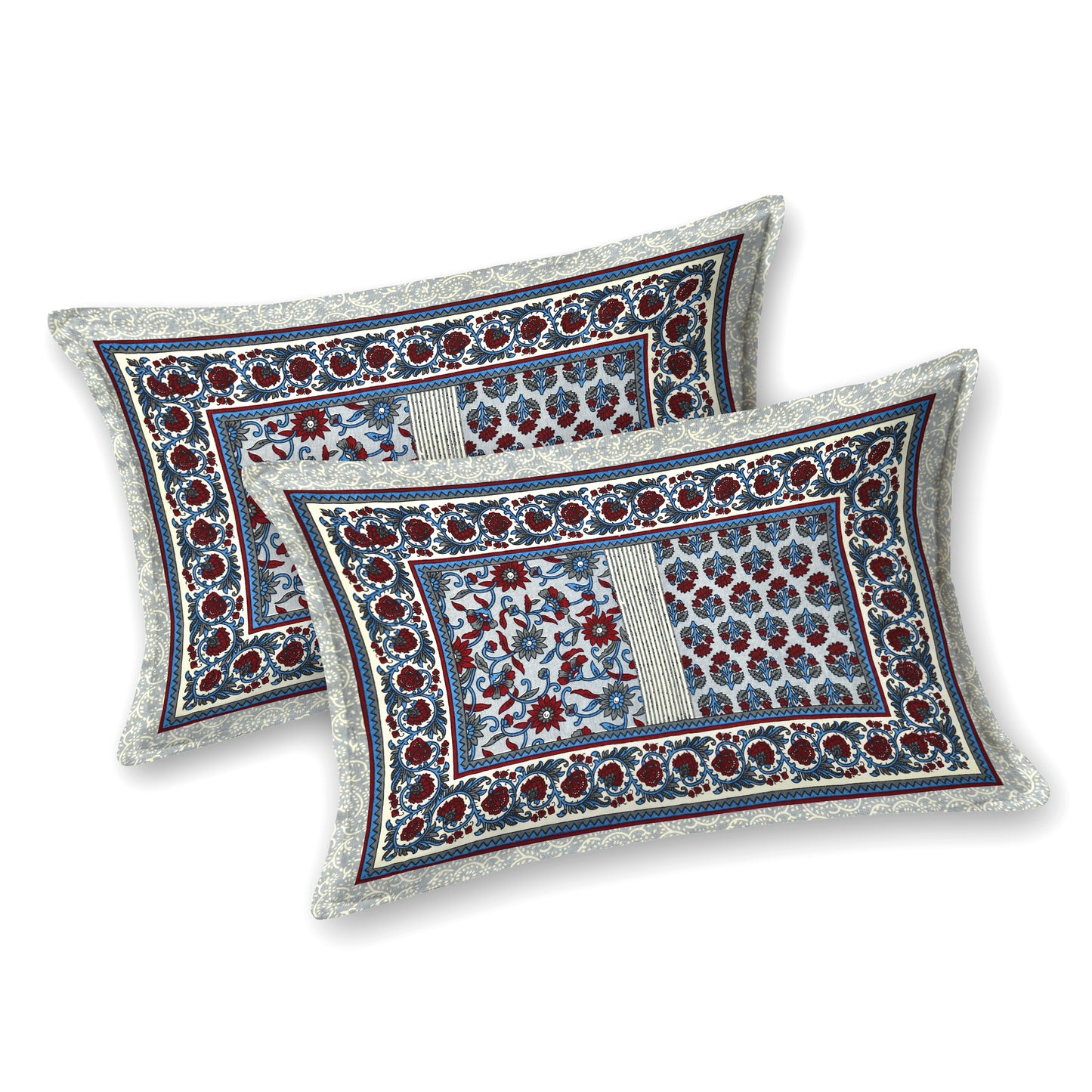 New Box Buti  Print 100% Cotton King Size Bedsheet with 2 Pillow Cover Set