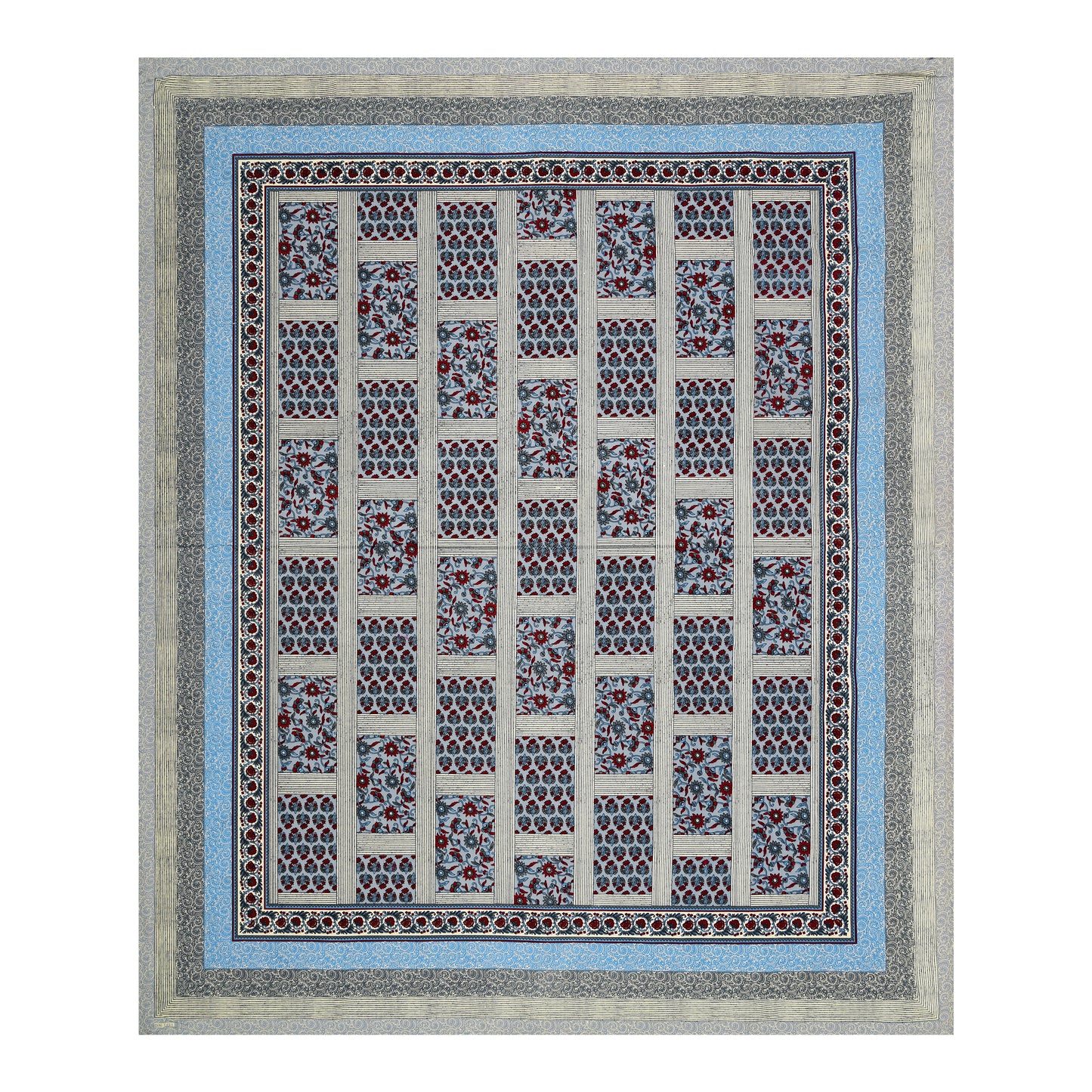 New Box Buti  Print 100% Cotton King Size Bedsheet with 2 Pillow Cover Set